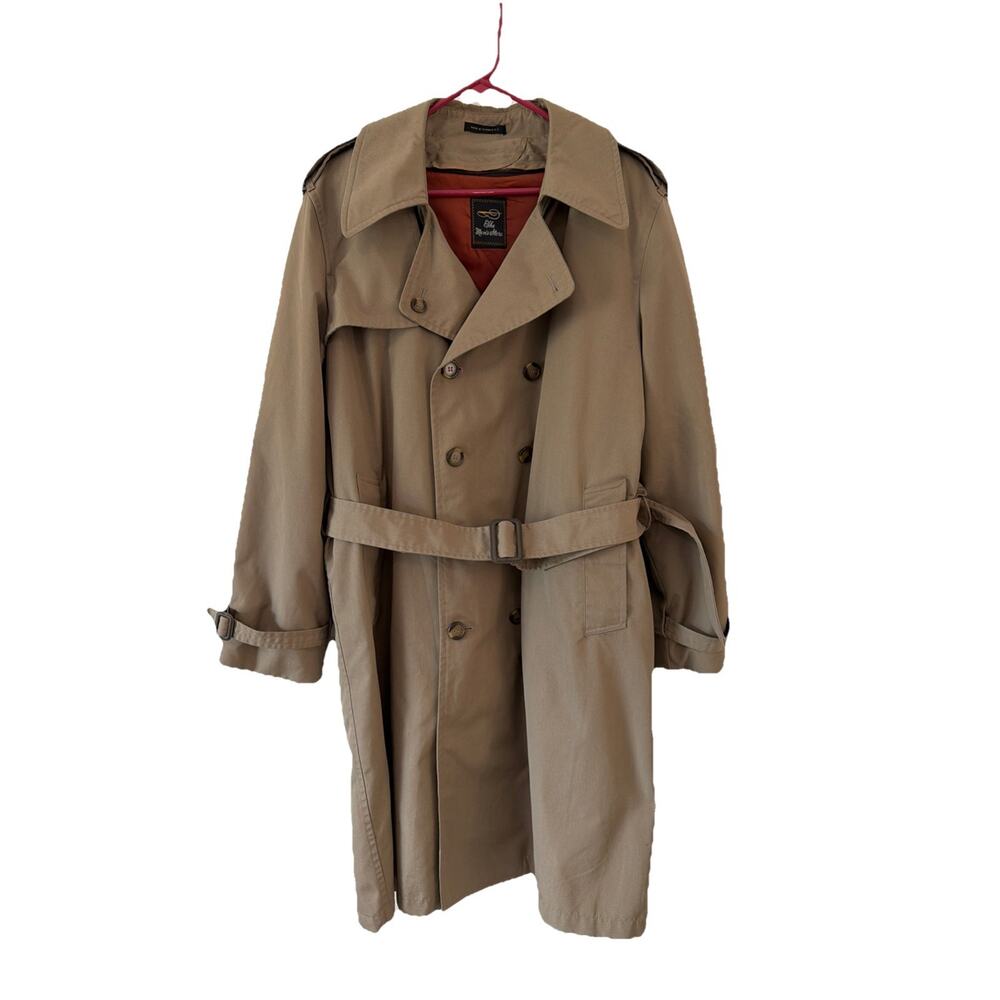 The Men's Store Sz 42 Reg Tan Vintage Trench Coat Zip Out Fur Lining Classic